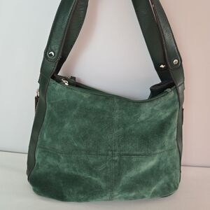 Tignanello Forest Green Suede Hobo Bag